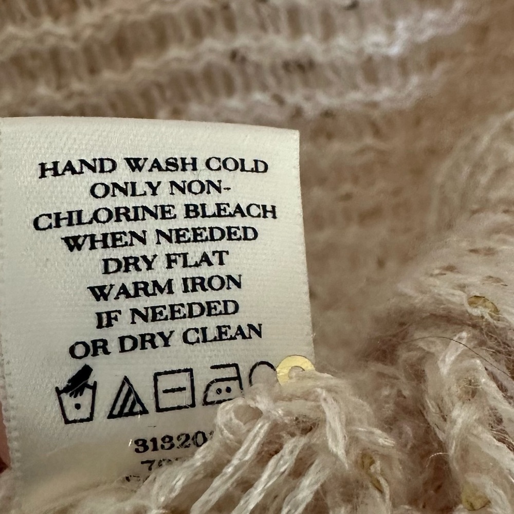 Ann Taylor Cream Sheer Knit Sweater w/ Gold Embellishments in Women’s Medium - Picture 7 of 8